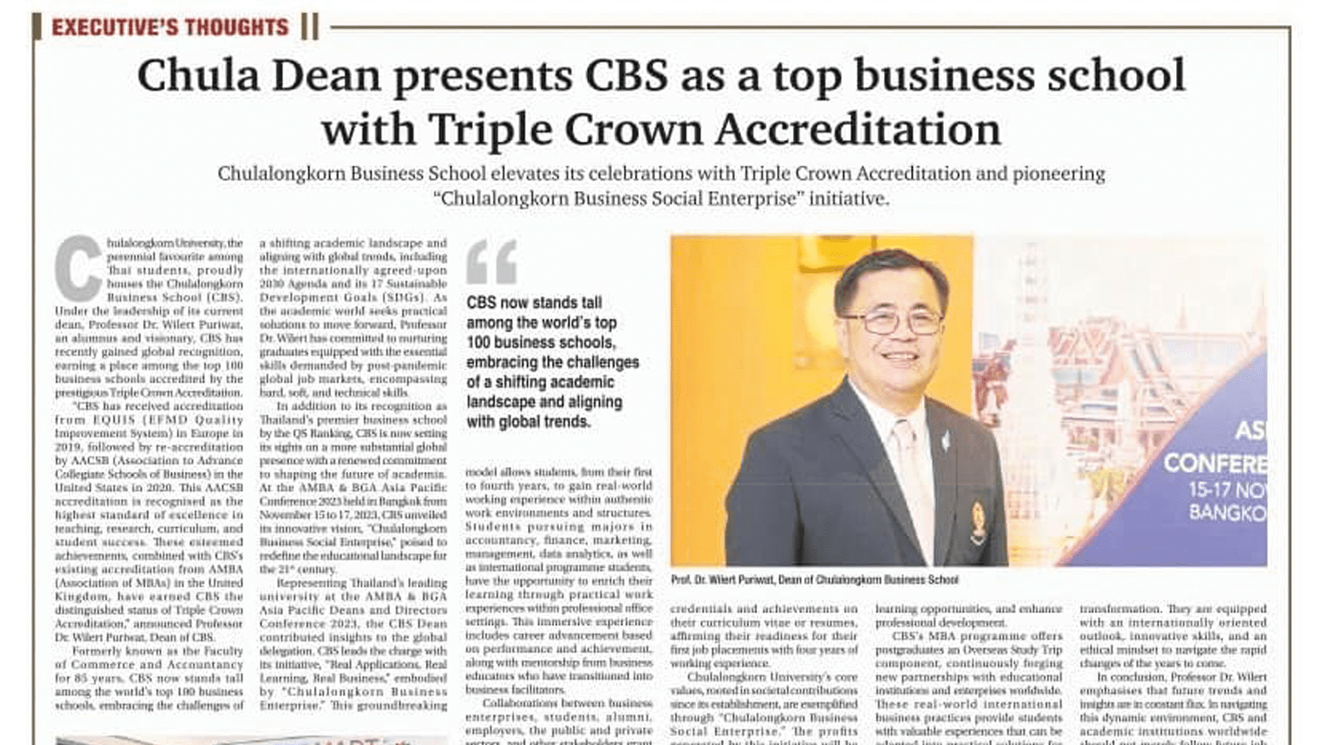 Chulalongkorn education model to be global business school
