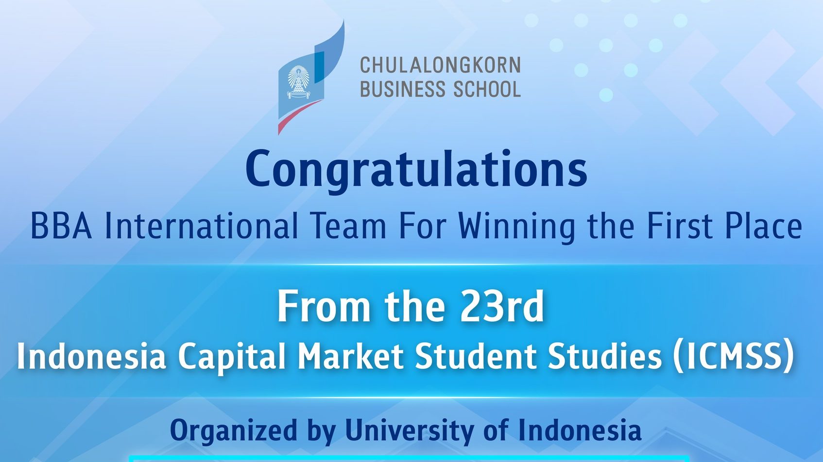 Congratulations to the BBA International Program students for their remarkable victory in the 23rd Indonesia Capital Market Student Studies (ICMSS)!